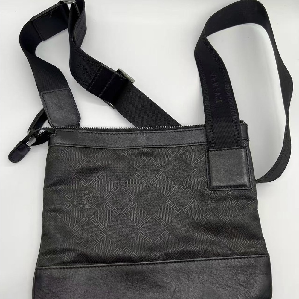 Versace Black Patterned Messenger Bag - image 2